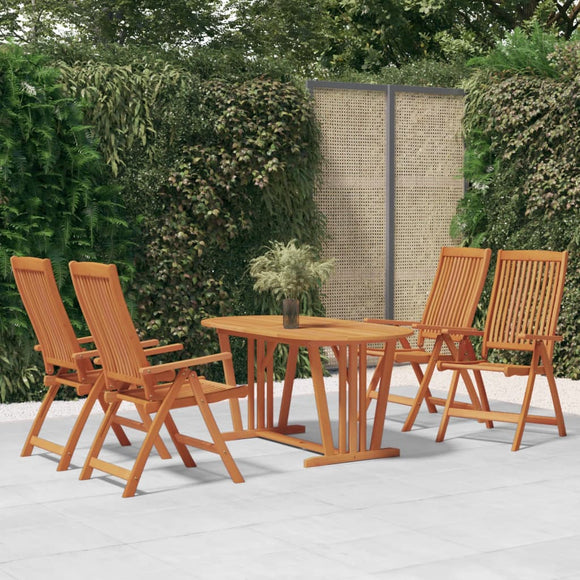 NNEVL 5 Piece Garden Dining Set Solid Wood Eucalyptus