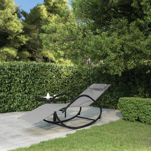 NNEVL Rocking Sun Lounger Grey Steel and Textilene