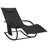 NNEVL Rocking Sun Lounger Black Steel and Textilene