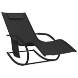NNEVL Rocking Sun Loungers 2 pcs Black Steel and Textilene