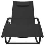 NNEVL Rocking Sun Loungers 2 pcs Black Steel and Textilene