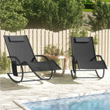 NNEVL Rocking Sun Loungers 2 pcs Black Steel and Textilene