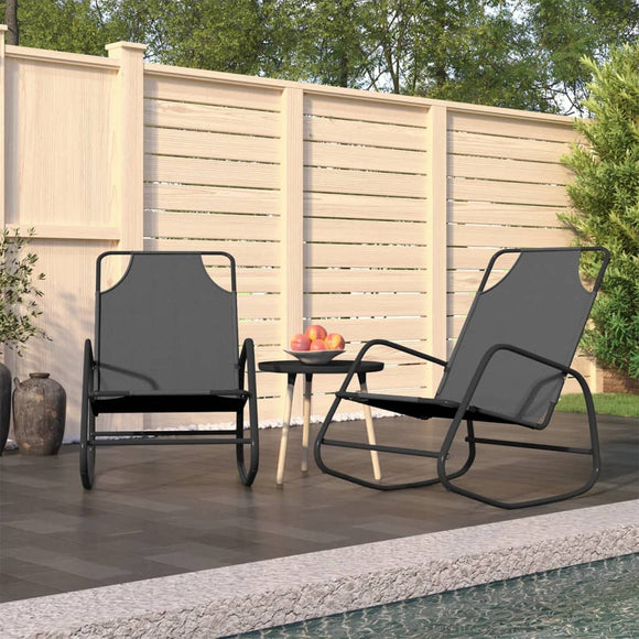 NNEVL Rocking Sun Loungers 2 pcs Grey Steel and Textilene