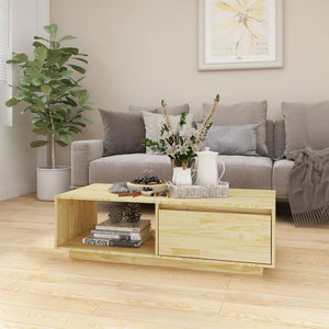 NNEVL Coffee Table 110x50x33.5 cm Solid Pinewood