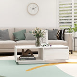 NNEVL Coffee Table White 110x50x33.5 cm Solid Pinewood