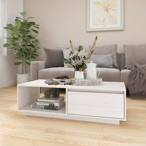 NNEVL Coffee Table White 110x50x33.5 cm Solid Pinewood