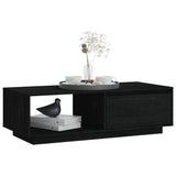 NNEVL Coffee Table Black 110x50x33.5 cm Solid Pinewood