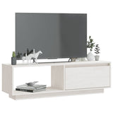 NNEVL TV Cabinet White 110x30x33.5 cm Solid Pinewood