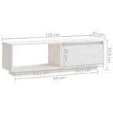 NNEVL TV Cabinet White 110x30x33.5 cm Solid Pinewood