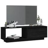 NNEVL TV Cabinet Black 110x30x33.5 cm Solid Pinewood