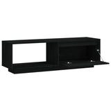 NNEVL TV Cabinet Black 110x30x33.5 cm Solid Pinewood