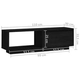NNEVL TV Cabinet Black 110x30x33.5 cm Solid Pinewood