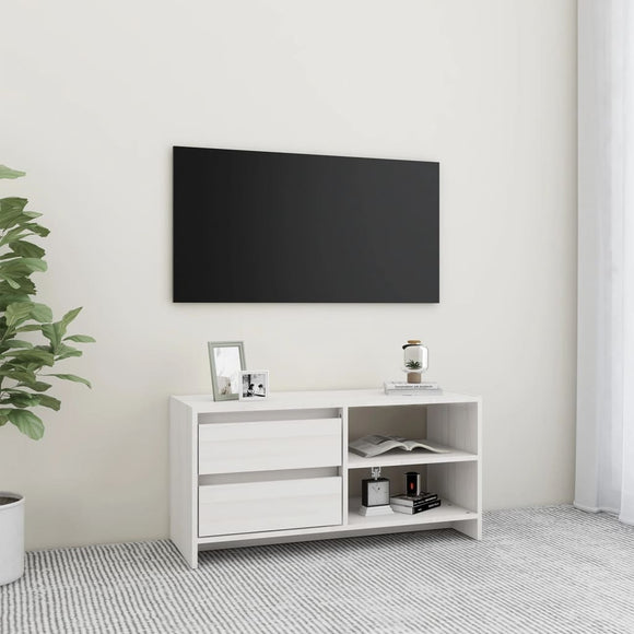 NNEVL TV Cabinet White 80x31x39 cm Solid Pinewood