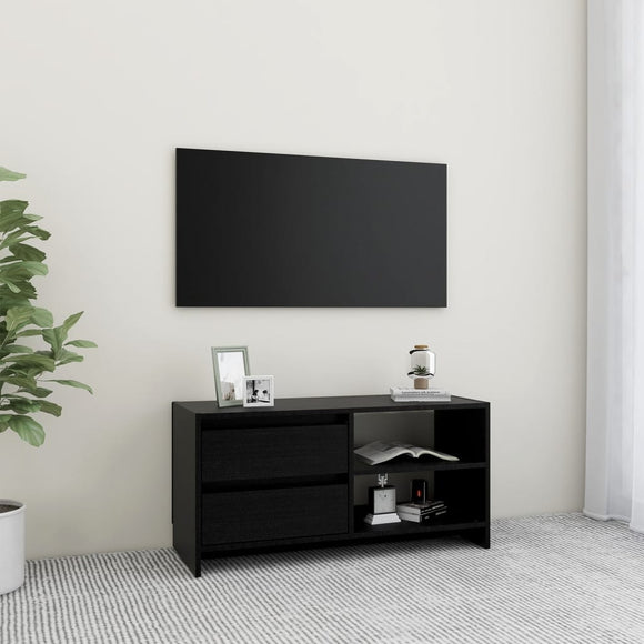 NNEVL TV Cabinet Black 80x31x39 cm Solid Pinewood