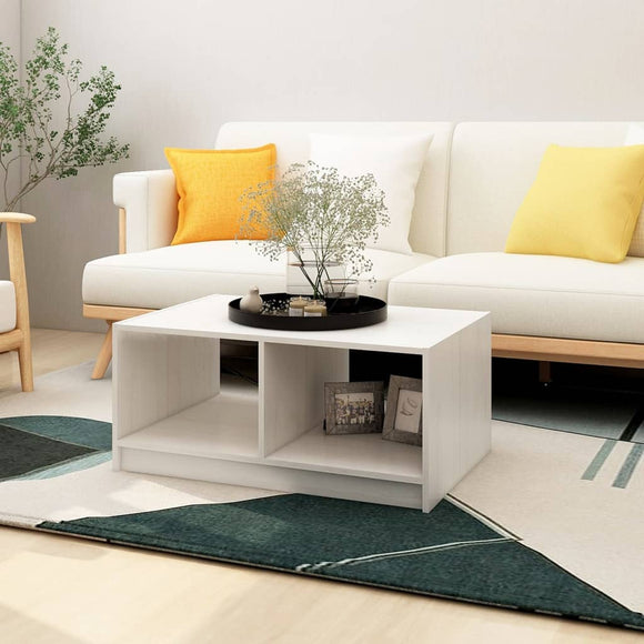 NNEVL Coffee Table White 75x50x33.5 cm Solid Pinewood