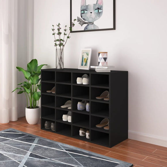 NNEVL Shoe Rack Chipboard 92x30x67.5 cm Black