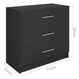 NNEVL Chest of Drawers Chipboard 71x35x68 cm Black