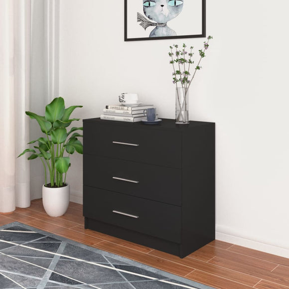 NNEVL Chest of Drawers Chipboard 71x35x68 cm Black