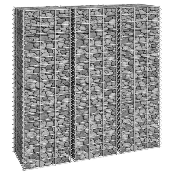 NNEVL Gabion Raised Beds 3 pcs 30x30x100 cm Iron