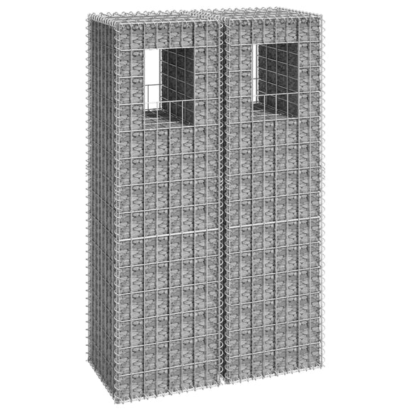 NNEVL Gabion Basket Posts 2 pcs 40x40x140 cm Iron