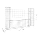 NNEVL U-shape Gabion Basket with 2 Posts Iron 140x20x100 cm