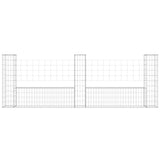 NNEVL U-shape Gabion Basket with 3 Posts Iron 260x20x100 cm