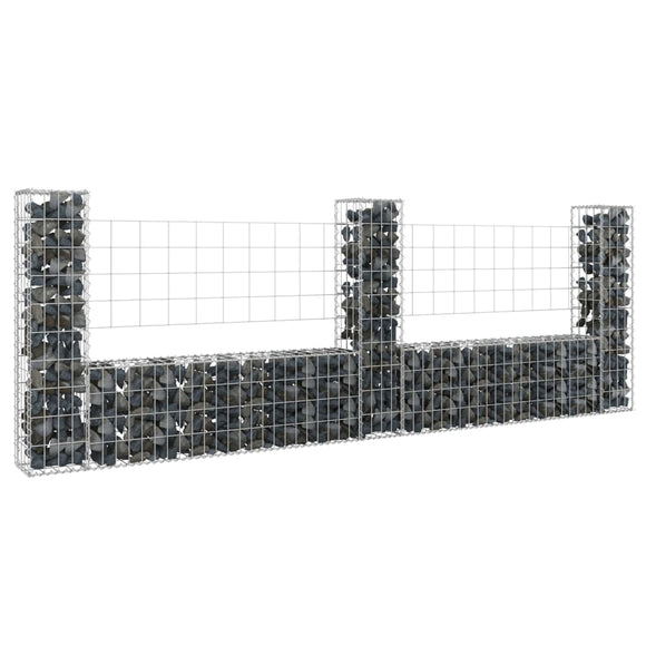 NNEVL U-shape Gabion Basket with 3 Posts Iron 260x20x100 cm