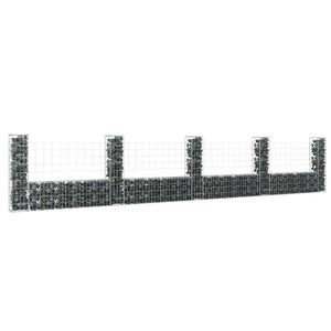 NNEVL U-shape Gabion Basket with 5 Posts Iron 500x20x100 cm