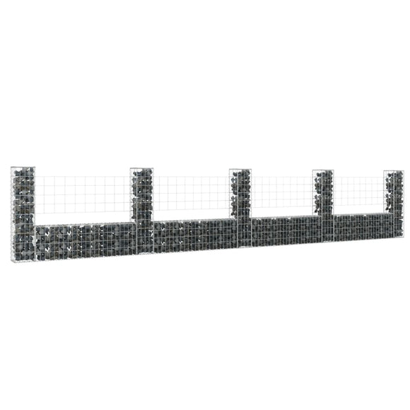 NNEVL U-shape Gabion Basket with 5 Posts Iron 500x20x100 cm