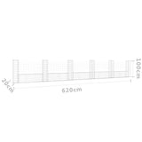 NNEVL U-shape Gabion Basket with 6 Posts Iron 620x20x100 cm