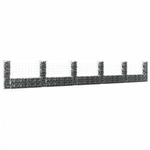 NNEVL U-shape Gabion Basket with 6 Posts Iron 620x20x100 cm