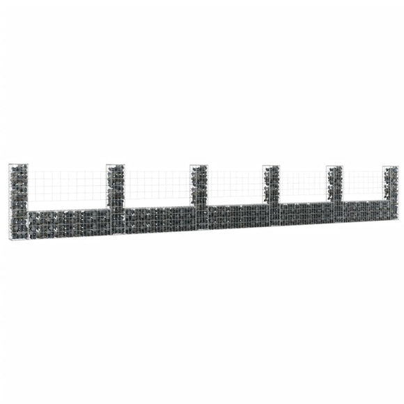 NNEVL U-shape Gabion Basket with 6 Posts Iron 620x20x100 cm