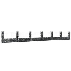 NNEVL U-shape Gabion Basket with 7 Posts Iron 740x20x100 cm