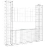 NNEVL U-shape Gabion Basket with 2 Posts Iron 140x20x150 cm