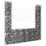 NNEVL U-shape Gabion Basket with 2 Posts Iron 140x20x150 cm
