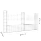 NNEVL U-shape Gabion Basket with 3 Posts Iron 260x20x150 cm