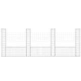 NNEVL U-shape Gabion Basket with 4 Posts Iron 380x20x150 cm