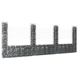 NNEVL U-shape Gabion Basket with 4 Posts Iron 380x20x150 cm