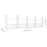 NNEVL U-shape Gabion Basket with 5 Posts Iron 500x20x150 cm
