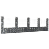 NNEVL U-shape Gabion Basket with 5 Posts Iron 500x20x150 cm