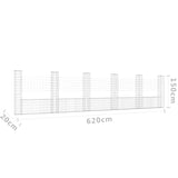 NNEVL U-shape Gabion Basket with 6 Posts Iron 620x20x150 cm