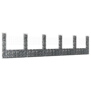 NNEVL U-shape Gabion Basket with 6 Posts Iron 620x20x150 cm