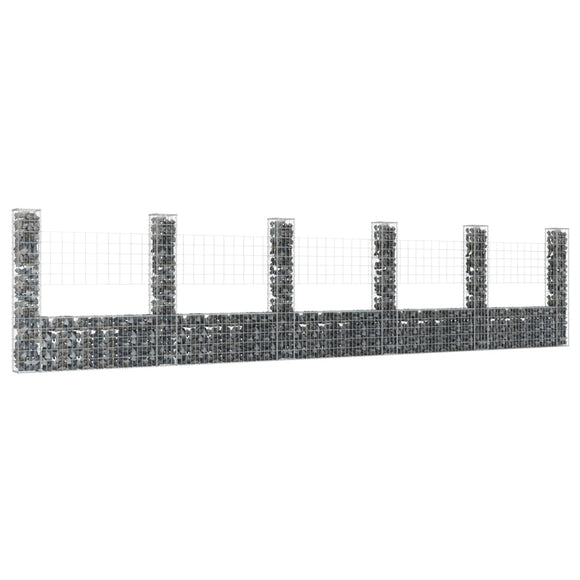 NNEVL U-shape Gabion Basket with 6 Posts Iron 620x20x150 cm