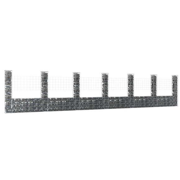 NNEVL U-shape Gabion Basket with 7 Posts Iron 740x20x150 cm