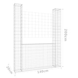 NNEVL U-shape Gabion Basket with 2 Posts Iron 140x20x200 cm