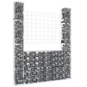 NNEVL U-shape Gabion Basket with 2 Posts Iron 140x20x200 cm