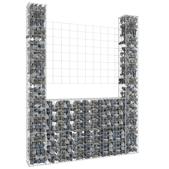 NNEVL U-shape Gabion Basket with 2 Posts Iron 140x20x200 cm