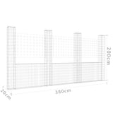 NNEVL U-shape Gabion Basket with 4 Posts Iron 380x20x200 cm