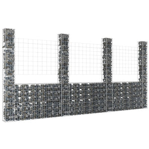 NNEVL U-shape Gabion Basket with 4 Posts Iron 380x20x200 cm