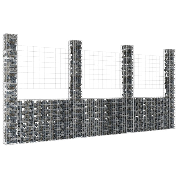 NNEVL U-shape Gabion Basket with 4 Posts Iron 380x20x200 cm